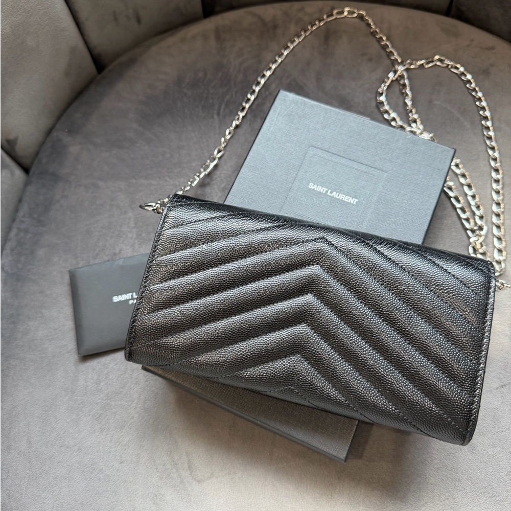 YSL envelope monogram flap wallet on chain crossbody bag - Picture 7 of 17